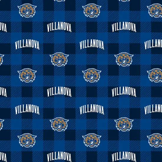 Sykel Enterprises-Villanova University Fleece Fabric-Villanova Wildcats Buffalo Plaid Fleece Blanket Fabric-Sold by the yard {1}