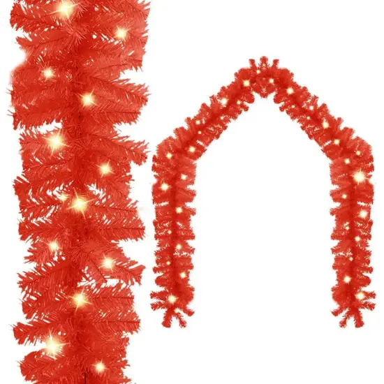 33 ft Red Christmas Garland with LED Lights {1}