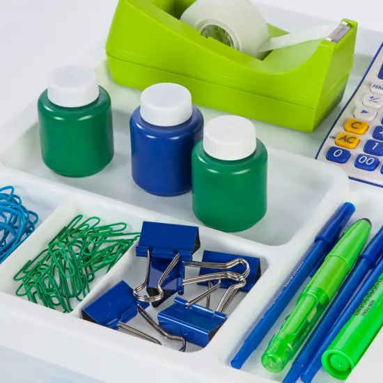 IRIS USA 3 Drawer Rolling Storage Cart with Organizer Top, White {2}