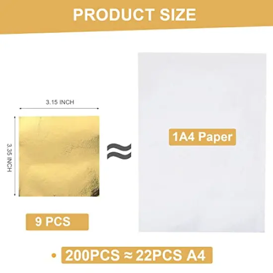 200pcs BUBIMON Imitation Rose Silver Gold Leaf Sheets Gold Foils Sheets Nail Foil for Paint, Resin, Nails, Jewelry, Slime, Arts, Gilding Crafting, Decoration, Sculpture, Furniture {4}