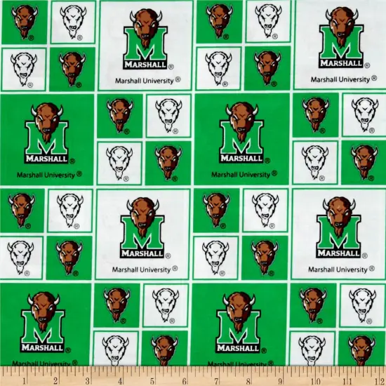 Sykel Enterprises-Marshall University Cotton Fabric-Marshall Thundering Herd Geometric Cotton Quilting Fabric {1}