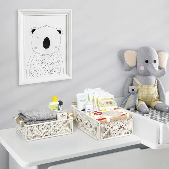 Sorbus Macrame Boho Storage Baskets - 2 Pack White {2}