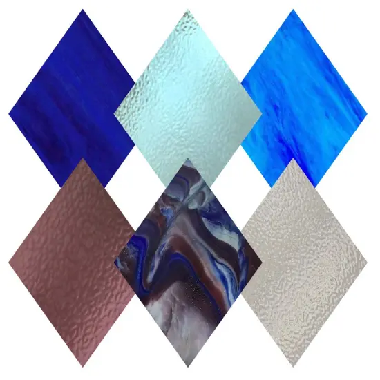 Wissmach 6 Sheet Mixed Color Variety Stained Glass Pack, ICY Stone, {1}