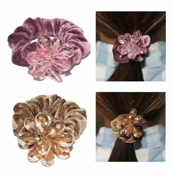 Kitcheniva Crystal Flower Scrunchies Hair Tie For Women Multicolor {3}