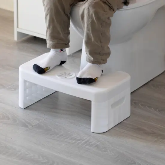 Portable Squatting Bathroom Potty Stool, White Poop Foot Stool, 6.25&rdquo; Toilet Assistance Foldable Step Stool with Freshener Space {2}
