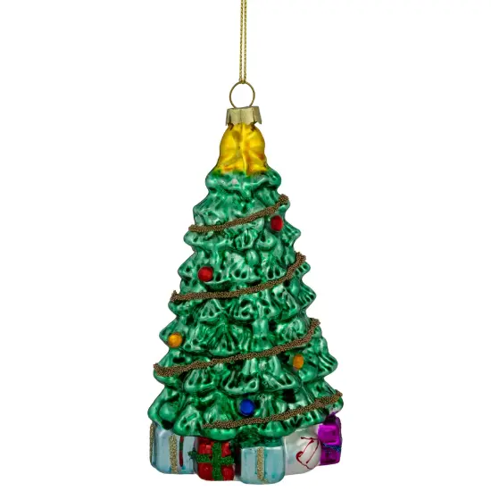 Northlight 5" Shiny Green Decorated Christmas Tree Hanging Glass Ornament {6}