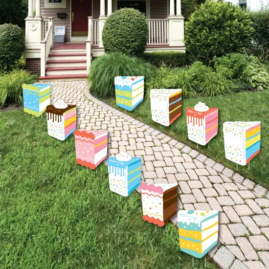 Big Dot of Happiness Cake Time - Lawn Decorations - Outdoor Happy Birthday Party Yard Decorations - 10 Piece {1}