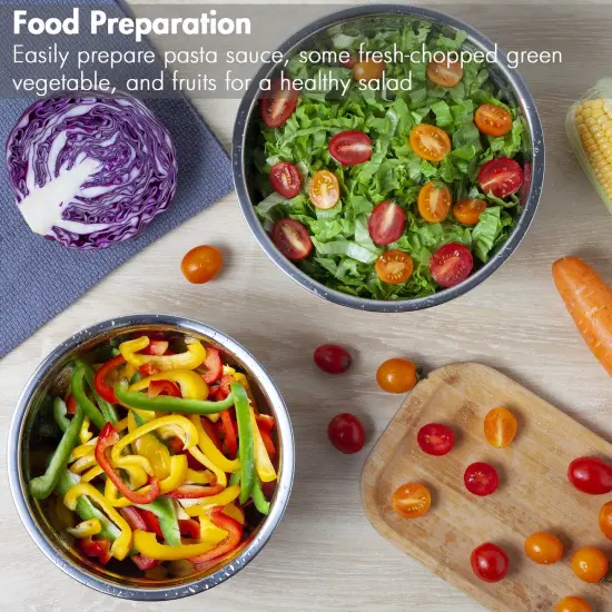 7 Pieces Mixing Bowls with Lids for Kitchen, Stainless Steel Mixing Bowls Set Ideal for Baking, Prepping, Cooking and Serving Food, Nesting Metal Mixing Bowls for Space Saving Storage {6}