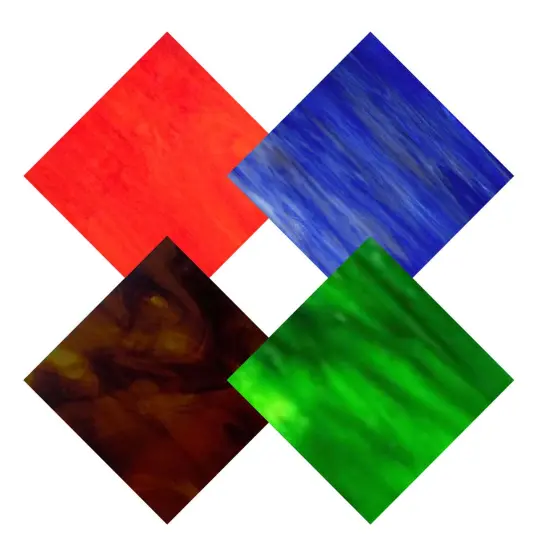 Wissmach 4 Sheet Mixed Color Variety Stained Glass Pack, Orange/Blue/Brown/Green {1}