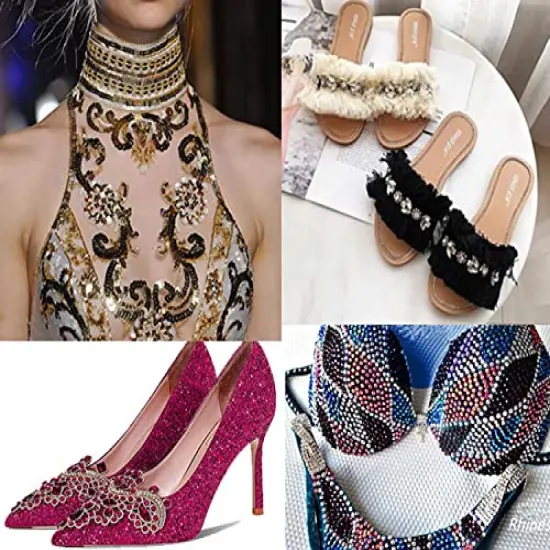 7000 pieces 5 Sizes Iron Flatback Glasses Rhinestones Crystal for DIY Project with Tweezers and Picking Pen for Bags, Shoes, Clothes and Manicure (5 Sizes, 22-Colors) (FYGEM#0022) {2}