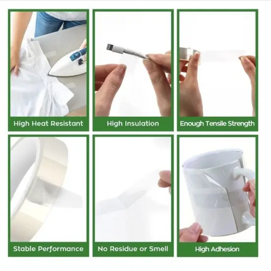 6 rolls Heat resistant Tapes Sublimation Press Transfer Thermal Tape 6mmx30m SUBLITAPE CLEAR {4}