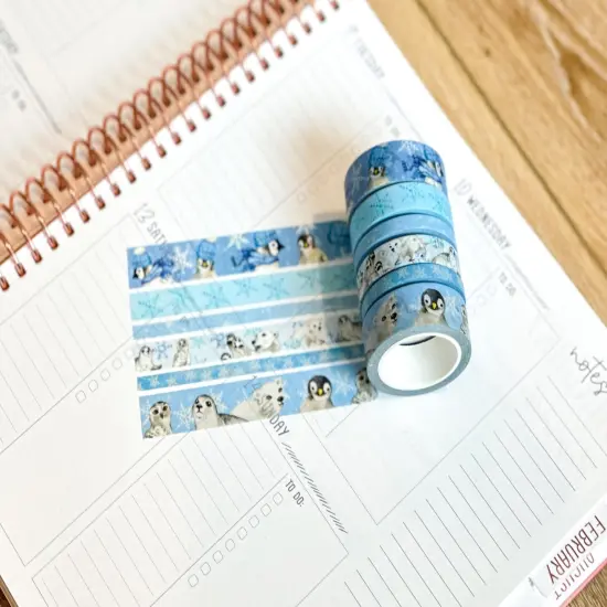 Snow Animals Penguins Polar Bears Seals Winter Arctic Animals Washi Tape Set January 2024 - W099 {4}