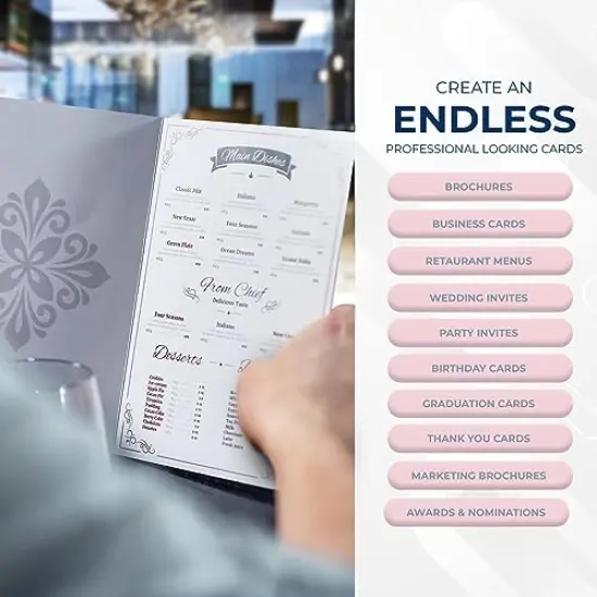 50-Pack White Cardstock Printer Paper By Hamilco - 8.5 x 11&rdquo; Thick Card Stock For Card Making- 80lb Heavyweight Stationery Card Stock Paper Cover- Great For Invitations, Birthdays, Awards, Brochures {5}