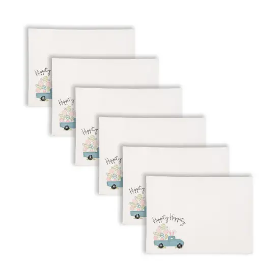Hippity Hoppity Bunny Rabbit Easter Spring Truck Embroidered Placemats Set of 6, 13" x 16" {2}