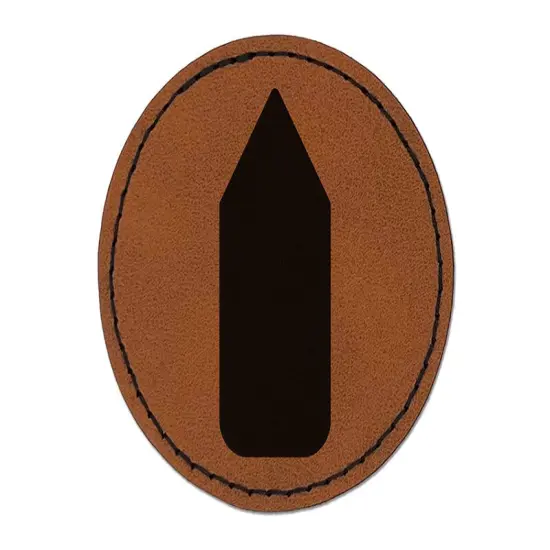 Pencil Solid School Round Iron-On Engraved Faux Leather Patch Applique - 2.5" Brown {1}