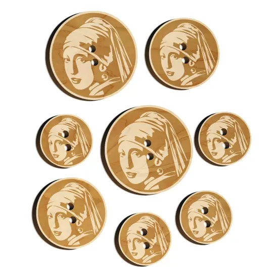 Girl with a Pearl Earring Painting by Johannes Vermeer Wood Buttons for Sewing Knitting Crochet DIY Craft {7}