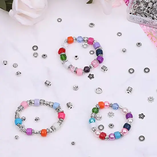 900 Pieces Metal Spacer Beads for Making Bracelet, Necklace, Jewelry Making and Findings Accessories, Silver {5}