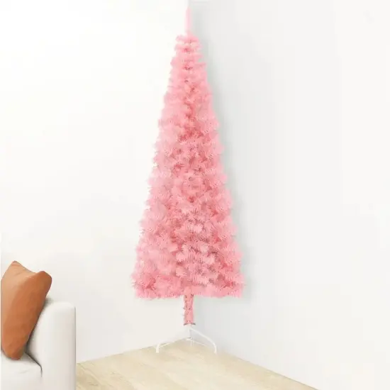 Pink Slim Half Christmas Tree with Stand {2}