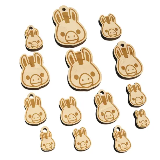 Witty Donkey Mule Head Mini Wood Shape Charms Jewelry DIY Craft {7}