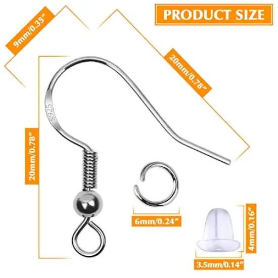 600 Pieces Hypoallergenic Earring Hooks, Earring Making Kit with Jump Rings and Clear Rubber Earring Backs for DIY Jewelry Making (Silver and Gold) {4}