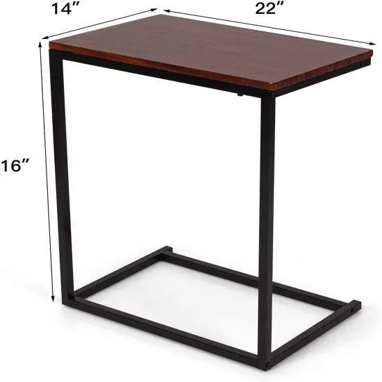 Costway 22''x14''x26'' Sofa Side End Table Laptop Holder Multiple Stand Desk Brown\Walnut {5}