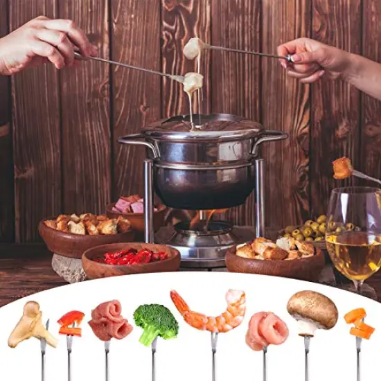6 PCS 9.5 Inch Color-Coded Stainless Steel Fondue Forks, Cheese Fondue Fork Stainless Steel Fruit Fondue Forks with Heat-blocking Handle for Chocolate Fountain Cheese Hot Pot Barbecue Marshmallows {3}