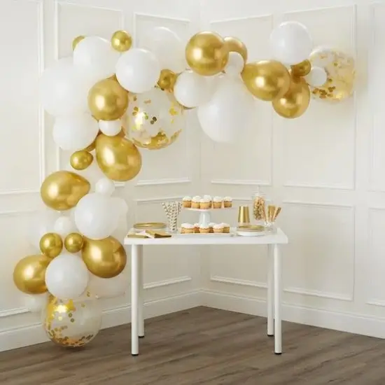 50 Pieces White and Gold Confetti Latex Balloons, 12 inch gold and white Party Balloons with Ribbons for Birthday Graduation Wedding Bridal Shower Party Decoration {5}