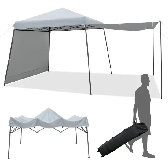 Patio 10x10FT Instant Pop-up Canopy Folding Tent with Sidewalls and Awnings Outdoor-grey {3}