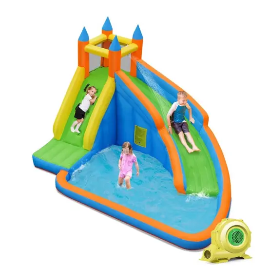 Kids Inflatable Water Slide Bouncing House with Carrying Bag {3}