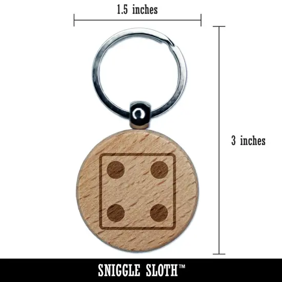 Four 4 Dice Die Engraved Wood Round Keychain Tag Charm {2}