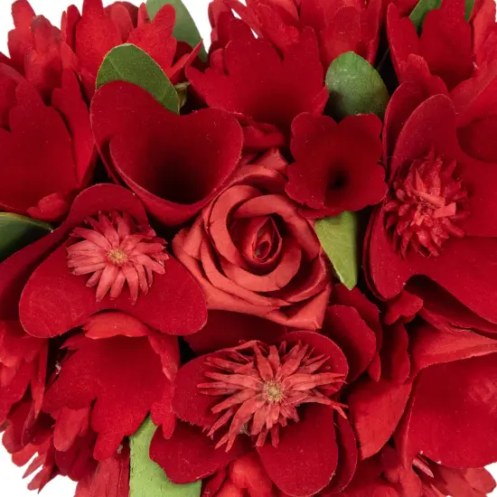 Northlight Wooden Mixed Floral Valentine's Day Heart Artificial Topiary - 14" - Red {6}