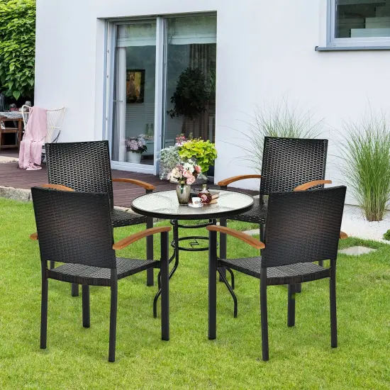Patio PE Rattan Dining Chairs with Powder-coated Steel Frame {2}