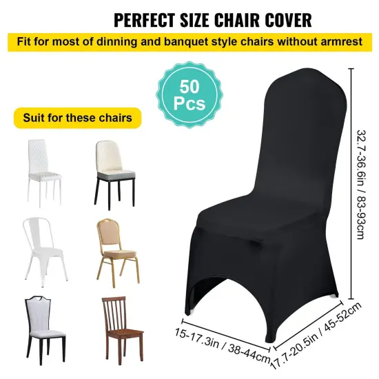50Pcs Black Stretch Spandex Folding Chair Covers for Formal Decoration {2}