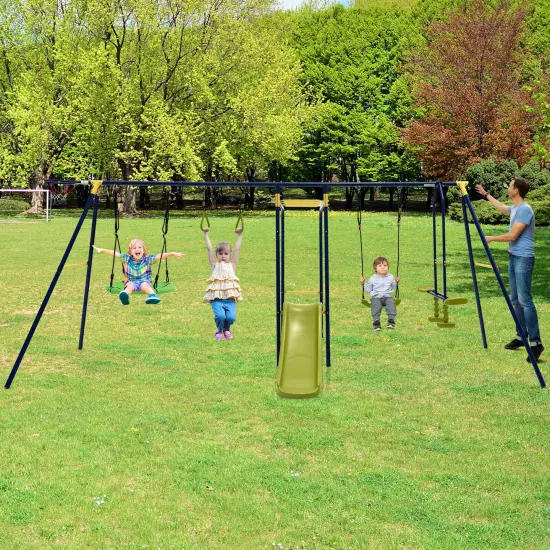 7-in-1 Stable A-shaped Outdoor Swing Set for Backyard {2}