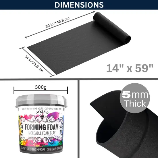 Black Foam Modeling Clay for Sculpting (300g) & EVA Foam - Cosplay Foam Clay Air Dry and Cosplay EVA Foam - Air Dry Foam Clay and Cosplay Foam Sheets, Craft Foam Sculpting Clay for Adults and All Ages {2}
