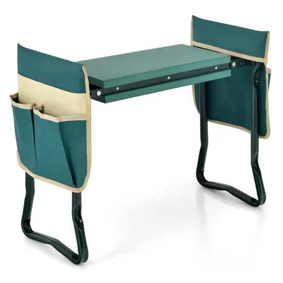 Costway Folding Garden Kneeler Seat Bench w/2 Bonus Tool Pouches EVA Foam Pad {1}