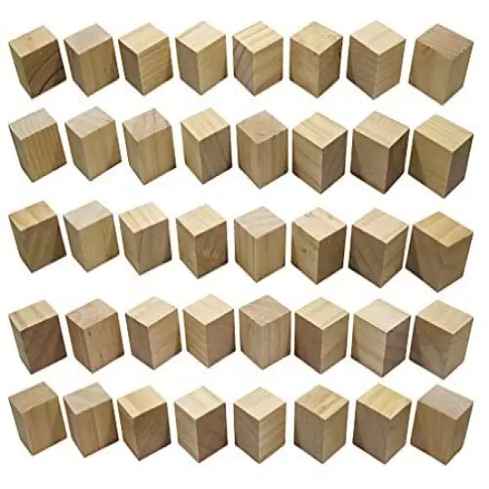 Kitcheniva Unfinished Birch Wood Blocks For DIY Crafts 1.5" 40 Pack {1}