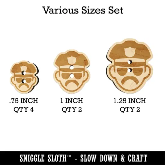 Occupation Police Officer Man Icon Wood Buttons for Sewing Knitting Crochet DIY Craft {1}