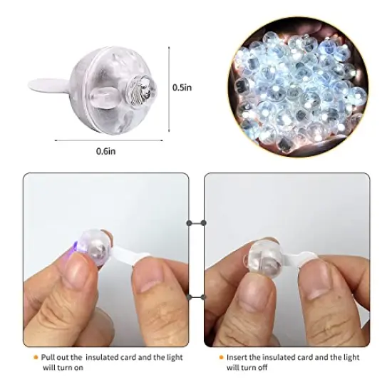 Aogist 100pcs White Balloon Lights,Long Standby Time Waterproof Mini Light,Battery Powered,Round LED Ball Lamp for Latex Balloon Paper Lantern Party Wedding Festival Christmas Halloween Decorative {5}