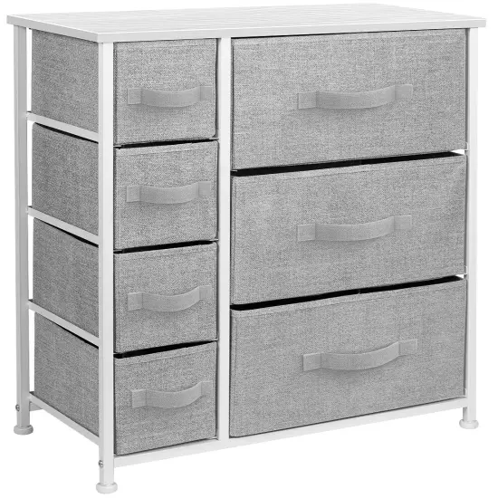 Sorbus Dresser with Drawers - Furniture Storage Tower Unit for Bedroom, Hallway, Closet, Office Organization - Steel Frame, Wood Top, Easy Pull Fabric Bins White {1}