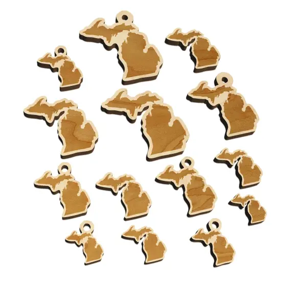 Michigan State Silhouette Mini Wood Shape Charms Jewelry DIY Craft {7}