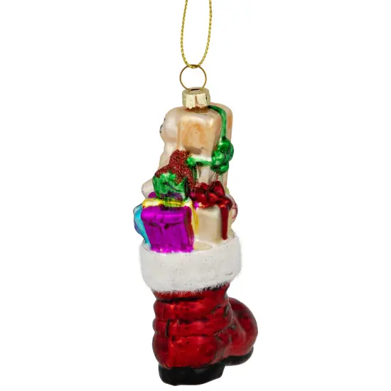 Northlight 4.5" Shiny Red Present Filled Stocking Hanging Glass Christmas Ornament {6}