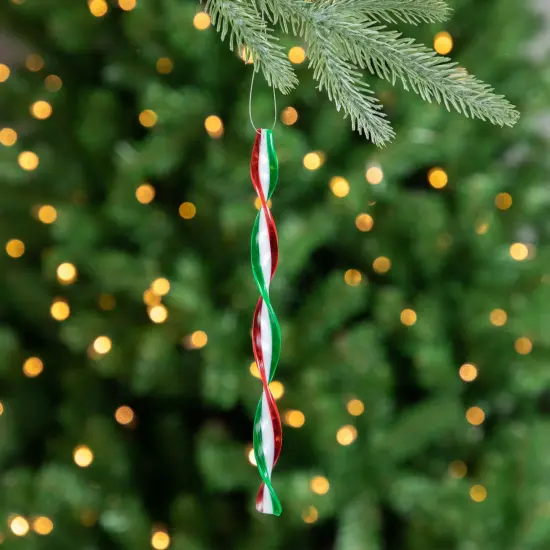 Northlight 6ct White, Red and Green Candy Swirl Christmas Ornaments 8" {3}