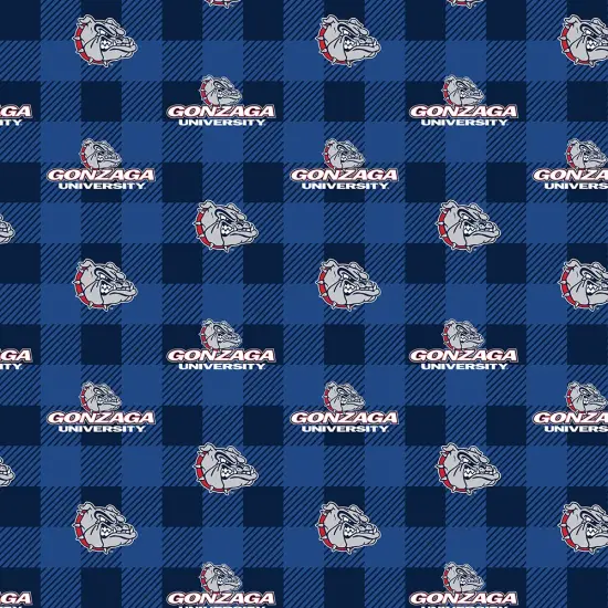 Sykel Enterprises-Gonzaga University Fleece Fabric-Gonzaga Bulldogs Buffalo Plaid Fleece Blanket Fabric-Sold by the yard {1}