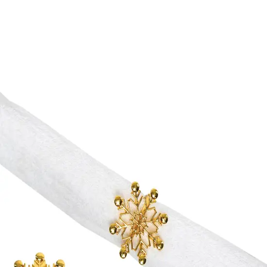 Gold Winter Snowflake Decorative Napkin Ring Set of 4 {3}