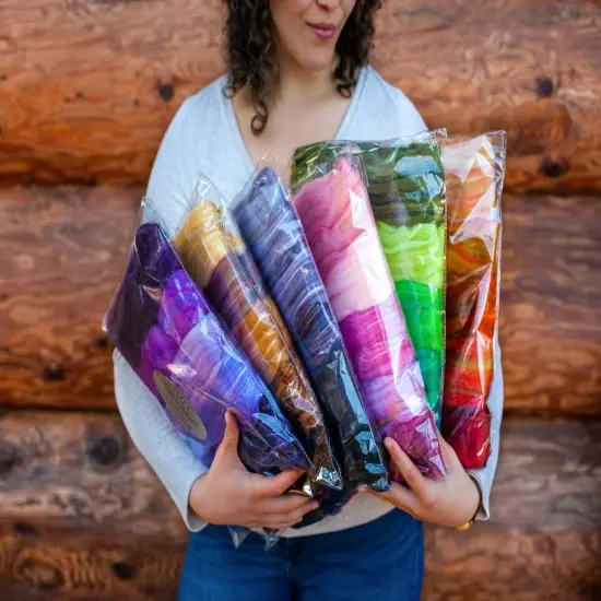 5oz Merino Silk Luxe Blends - Roving for Spinning, Felting, and Blending. Merino Wool + Glossy Mulberry Silk + Premium Tussah Silk. Blushing Rose {4}