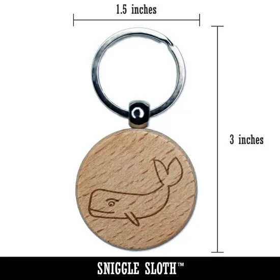 Witty Sperm Whale Engraved Wood Round Keychain Tag Charm {2}