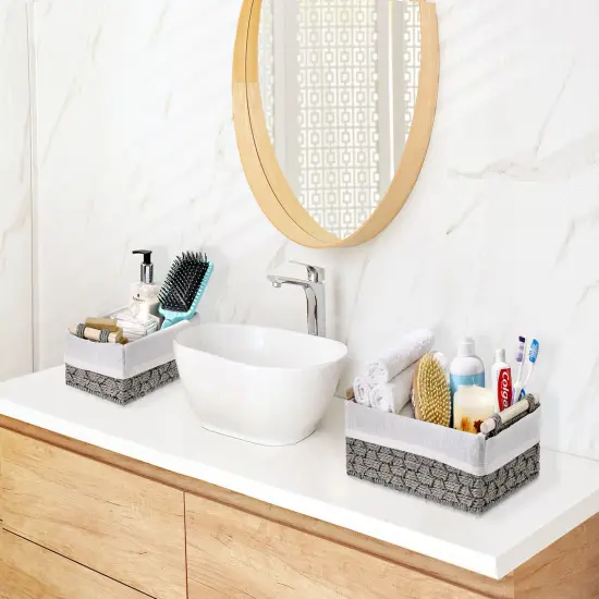 Sorbus Macrame Boho Storage Baskets - 2 Pack Gray {2}