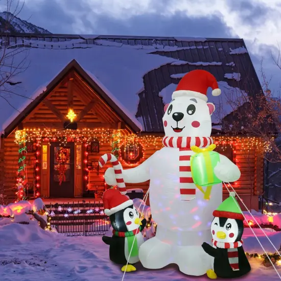 Christmas Inflatable Decoration with Polar Bear, Penguin, and LED Lights {3}