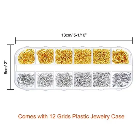 1200 Pieces Open Jump Rings and Lobster Clasps Jewelry Findings Kit with Pliers for Jewelry Making (Silver and Gold) {5}